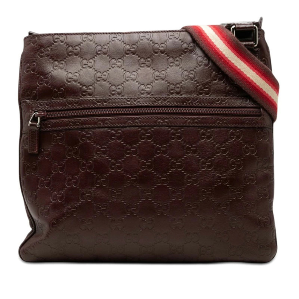 Gucci Guccissima Crossbody Bag Dark Brown Leather